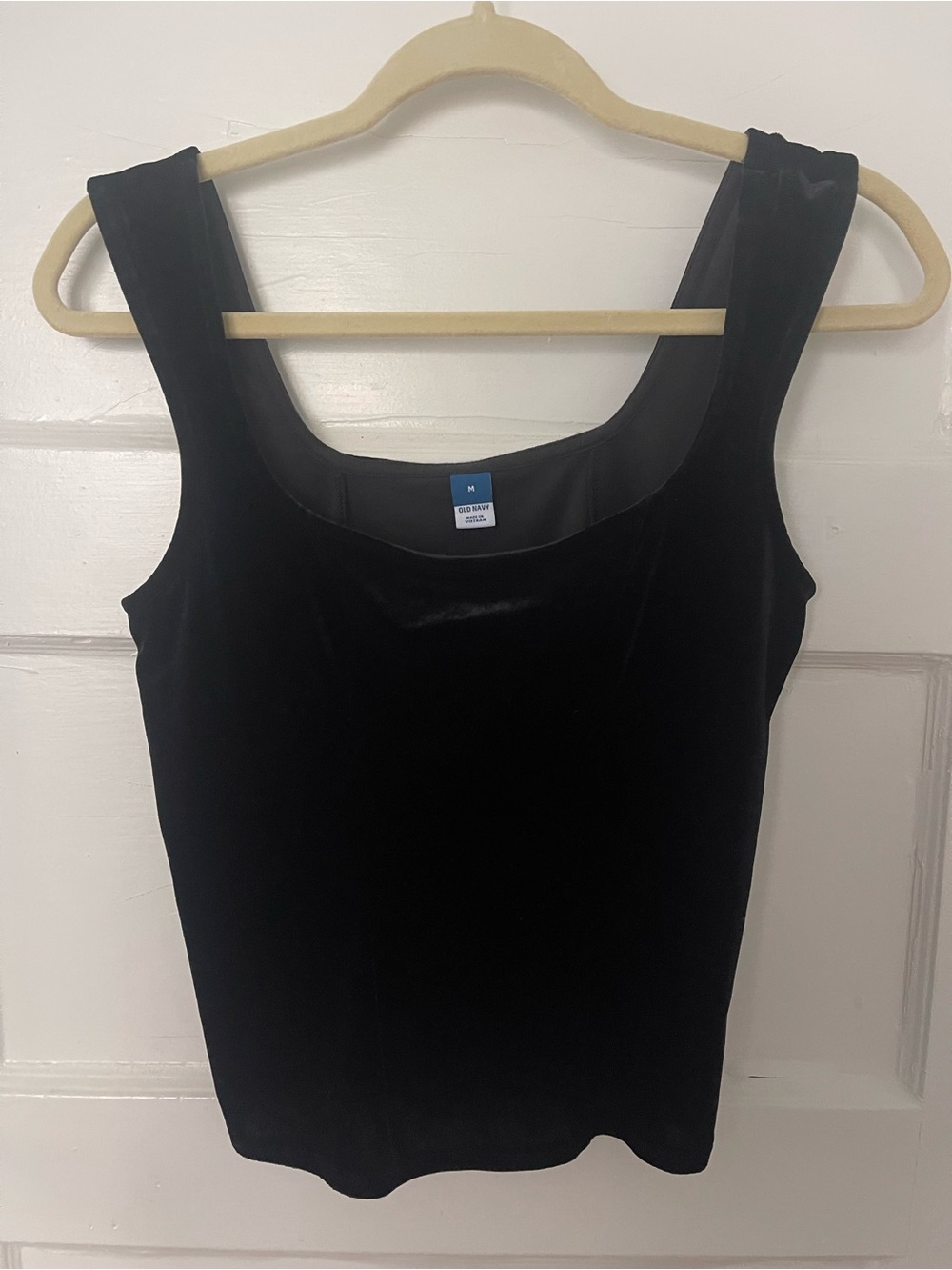 Old Navy Black Velvet Scoop Neck Tank Top
